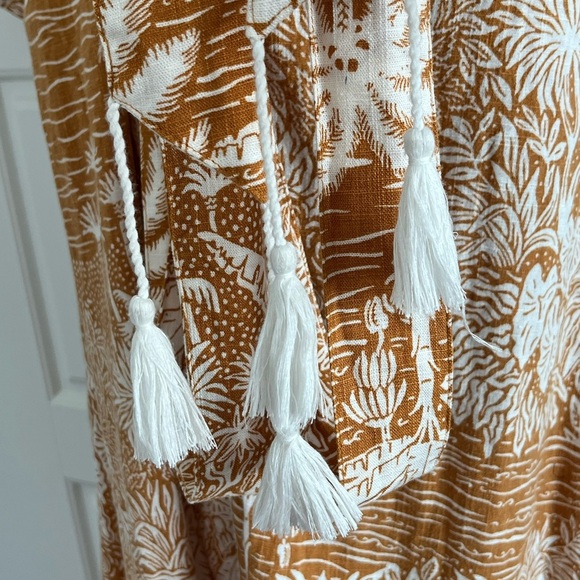 Desmond & Dempsey x H&M Linen Blend Belted Kaftan Midi Dress Size XXL Coastal - Picture 7 of 16